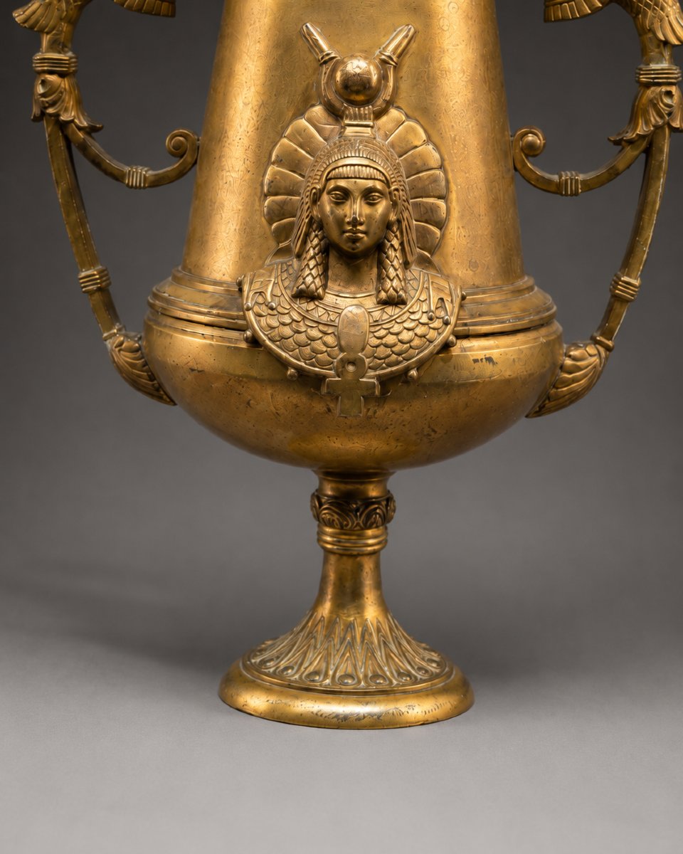 Paire de cassolettes en bronze doré, goût Retour d’Égypte, XIXème-photo-2