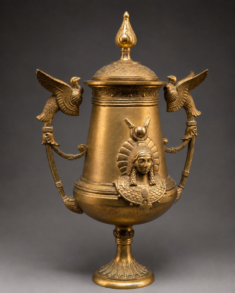 Paire de cassolettes en bronze doré, goût Retour d’Égypte, XIXème-photo-3