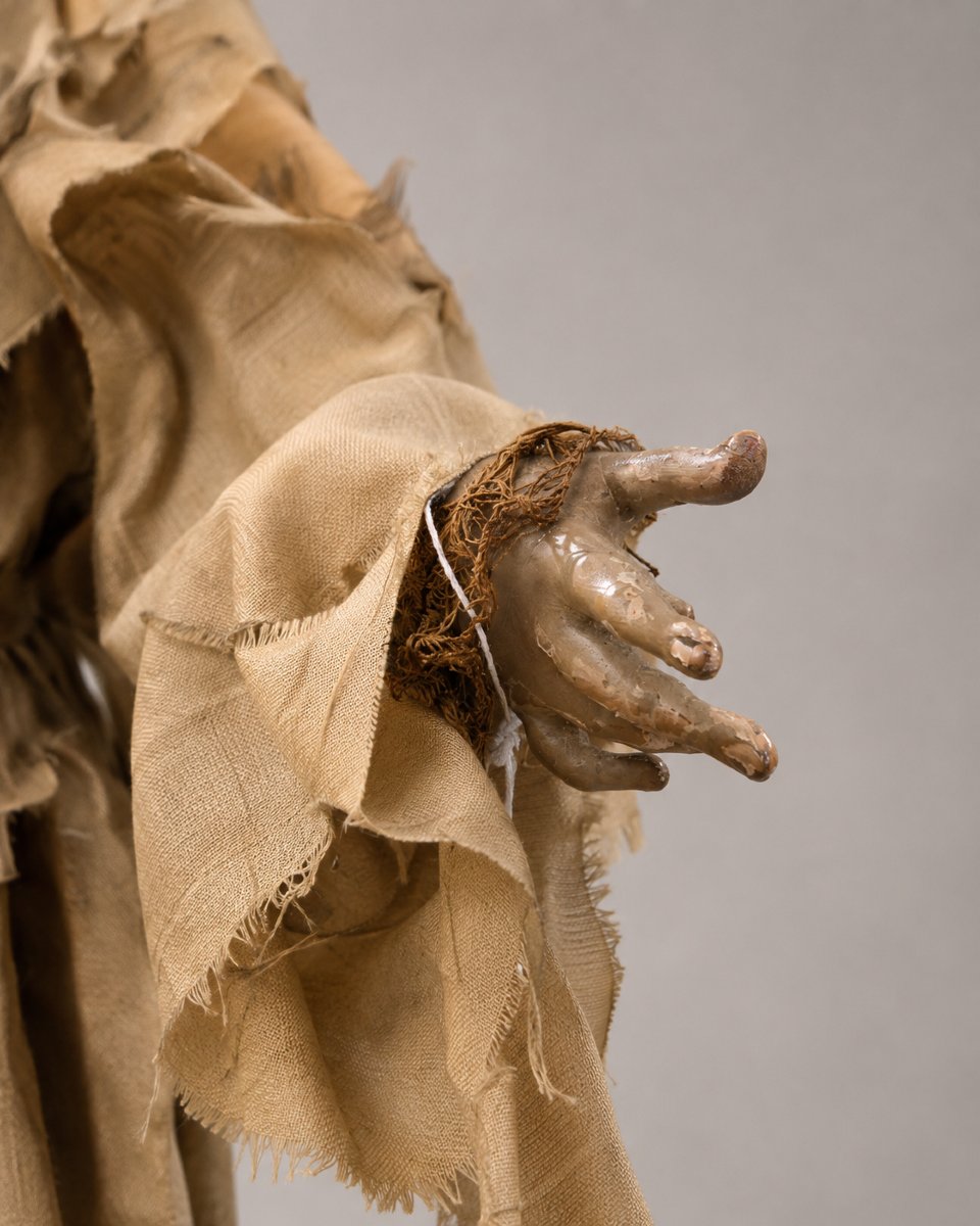 18th-century Neapolitan Nativity Madonna In Terracotta, Wood And Silk-photo-2