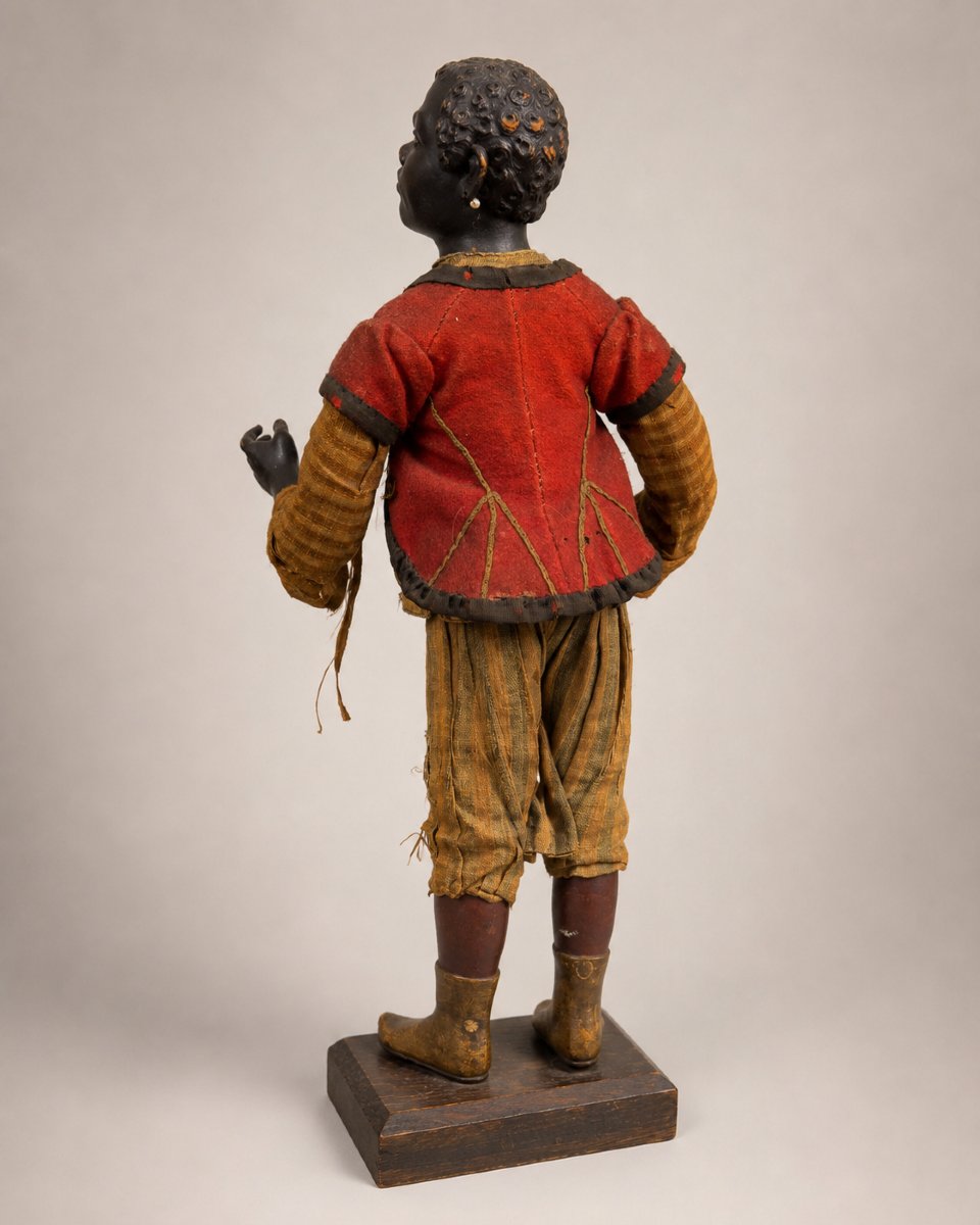 Rare Figure Of A Young Moor "blackamoor" In Lacquered Wood And Fabric Clothing, 19th Century-photo-4