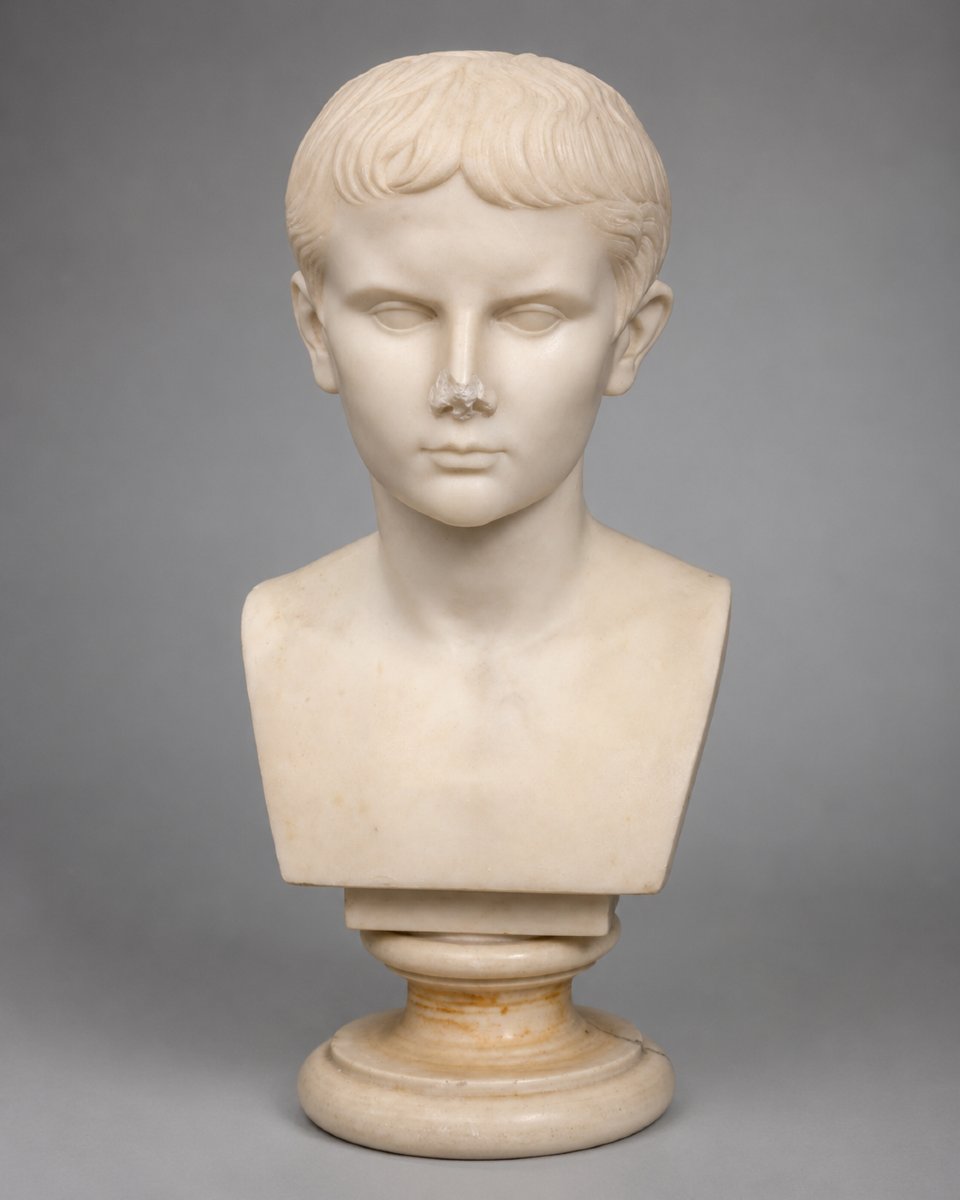 Buste en marbre blanc représentant le jeune Auguste Octavien Italie, seconde moitié du XIXe 