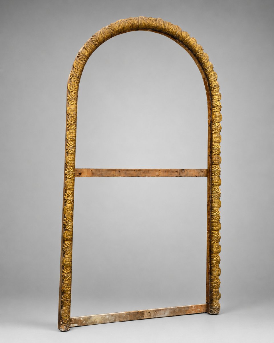 Large Architectural Carved And Gilded Wooden Frame, Italy, 19th Century-photo-1