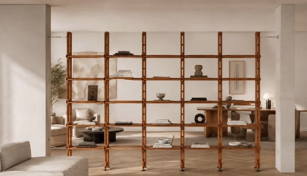 Large Italian Modular Teak Bookcase, One-of-a-kind Custom Piece, 1950s, Mid-century-photo-2