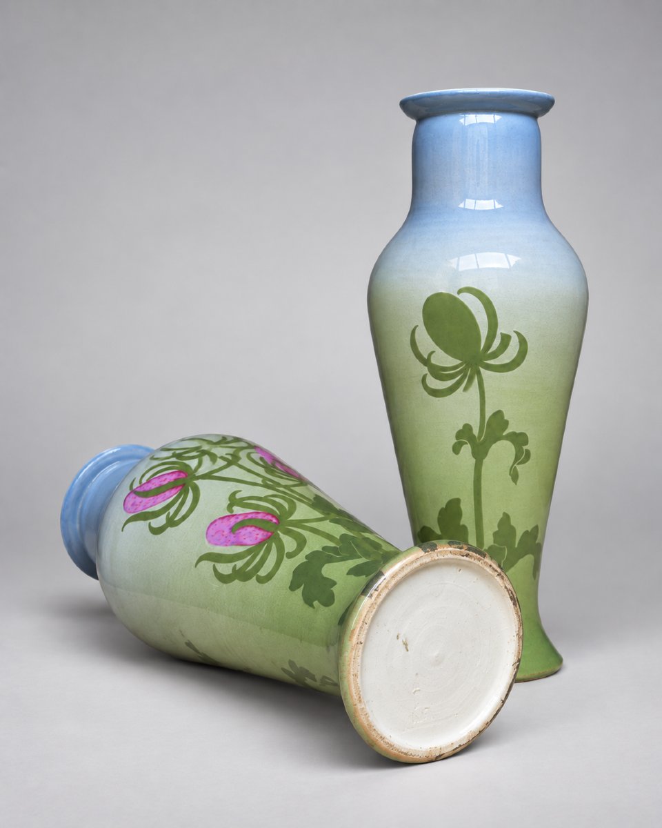Sarreguemines – Pair Of Art Nouveau / Liberty-style Vases In Glazed Earthenware – France, Circa 1902-photo-3