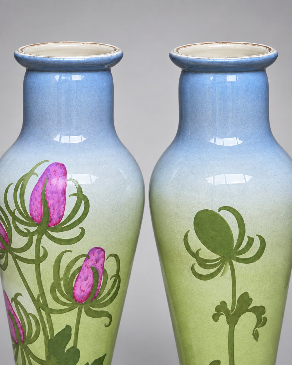 Sarreguemines – Pair Of Art Nouveau / Liberty-style Vases In Glazed Earthenware – France, Circa 1902-photo-4