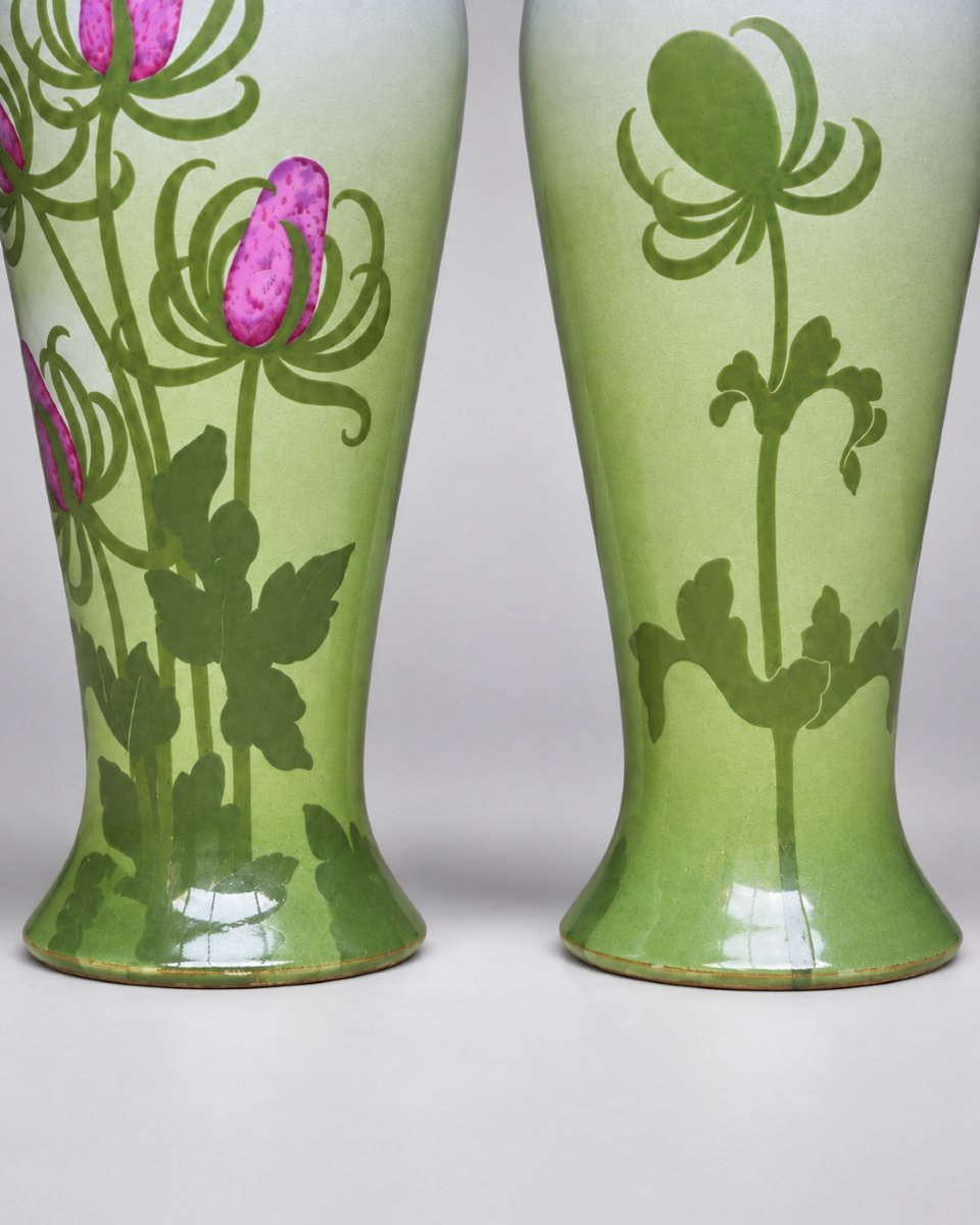 Sarreguemines – Pair Of Art Nouveau / Liberty-style Vases In Glazed Earthenware – France, Circa 1902-photo-1