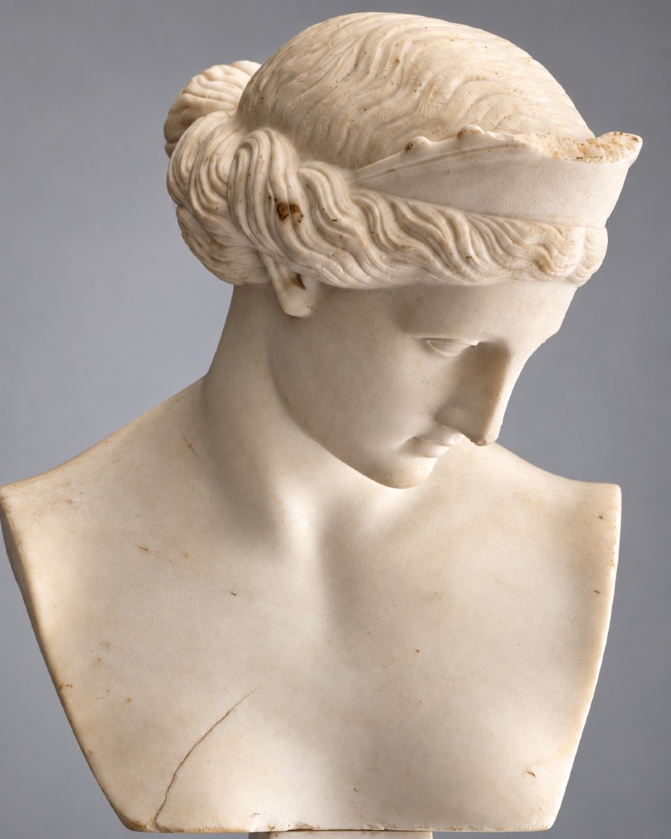 Vacca Chiatamone – Bust Of The Venus Of Capua In Statuary Marble – Naples, 19th Century-photo-2