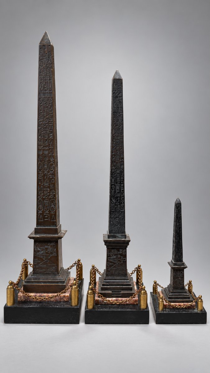 Bronze And Marble Obelisks, Late 19th Century-photo-2
