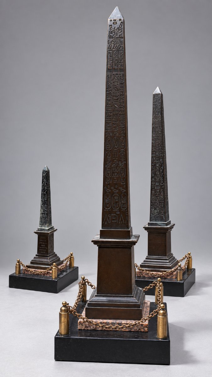 Bronze And Marble Obelisks, Late 19th Century-photo-3