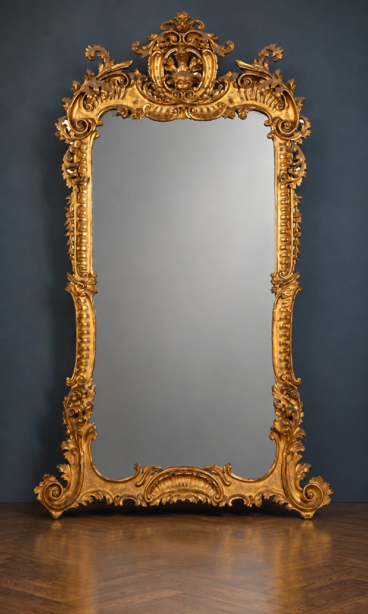 Large Gilt Mirror In The Rocaille / Rococo Style – Late 19th Century