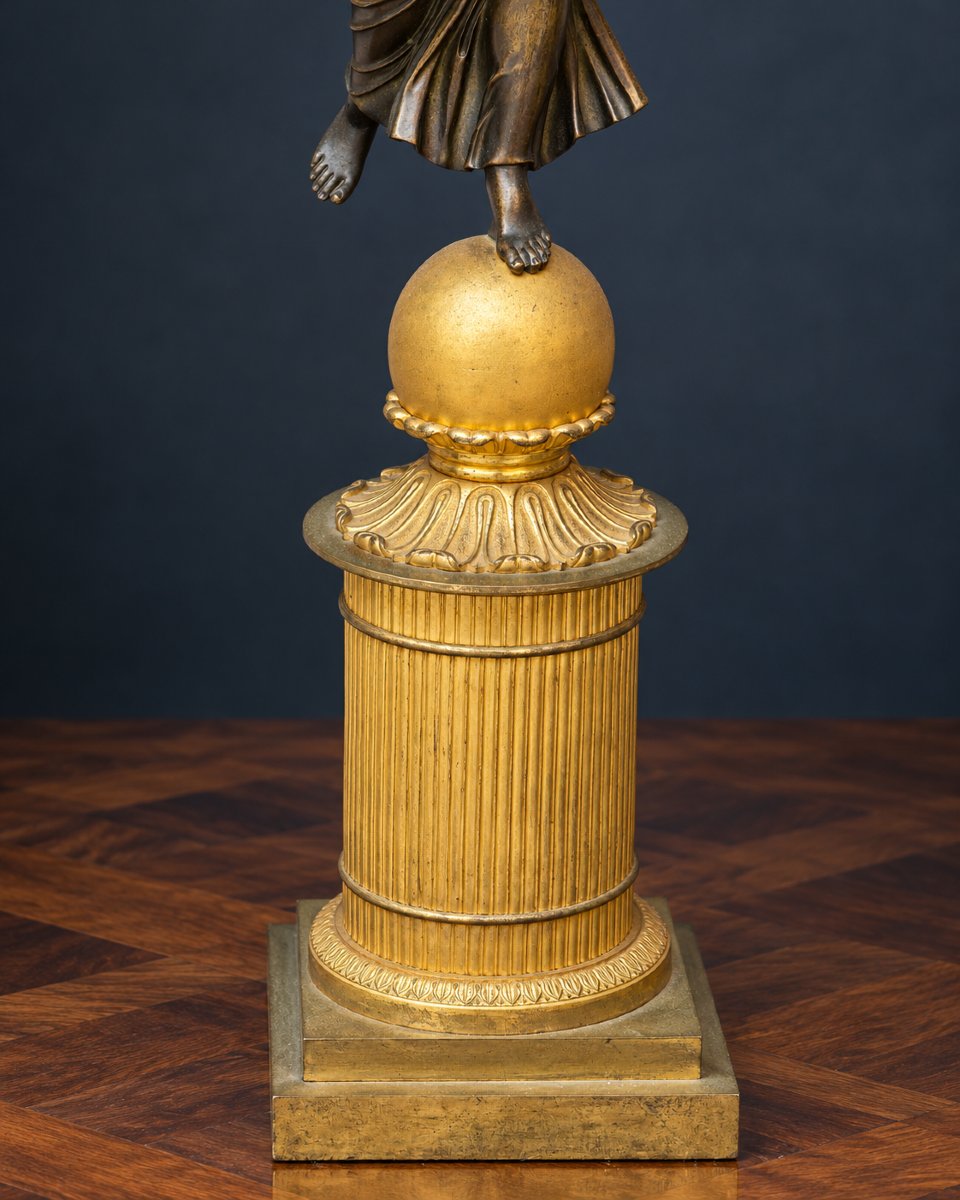 Coppia Di Monumentali Candelabri In Bronzo Dorato E Patinato, XIX Secolo - 85 Cm-photo-4