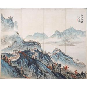 Grand panneau chinois intitulé « Gucheng Qise », fin du XIXe/début du XXe siècle