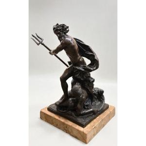 Sculpture "neptune Calming The Angry Waves", After Lambert-sigisbert, 19th Century