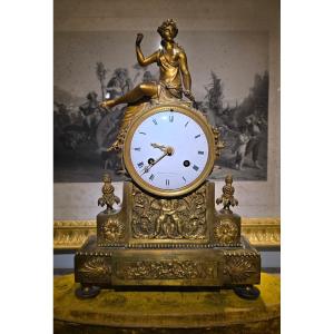 Rare Pendule Directoire en bronze doré, 1793, signè Cachard