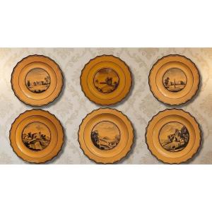 Giustiniani Earthware Plate Set, Early 19th Century, Naples