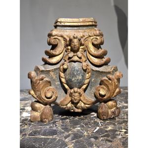 Socle en bois doré et laqué, fin XVIe/début XVIIe siècle, Italie