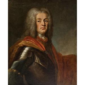 Portrait d'un noble en armure, huile sur toile, début du XVIIe/fin du XVIIIe siècle