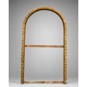 Large Architectural Carved And Gilded Wooden Frame, Italy, 19th Century