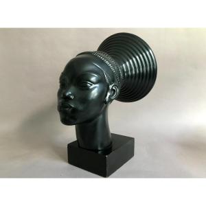 C Andrea Bust Of Woman Mangbetu Art Deco Around 1930