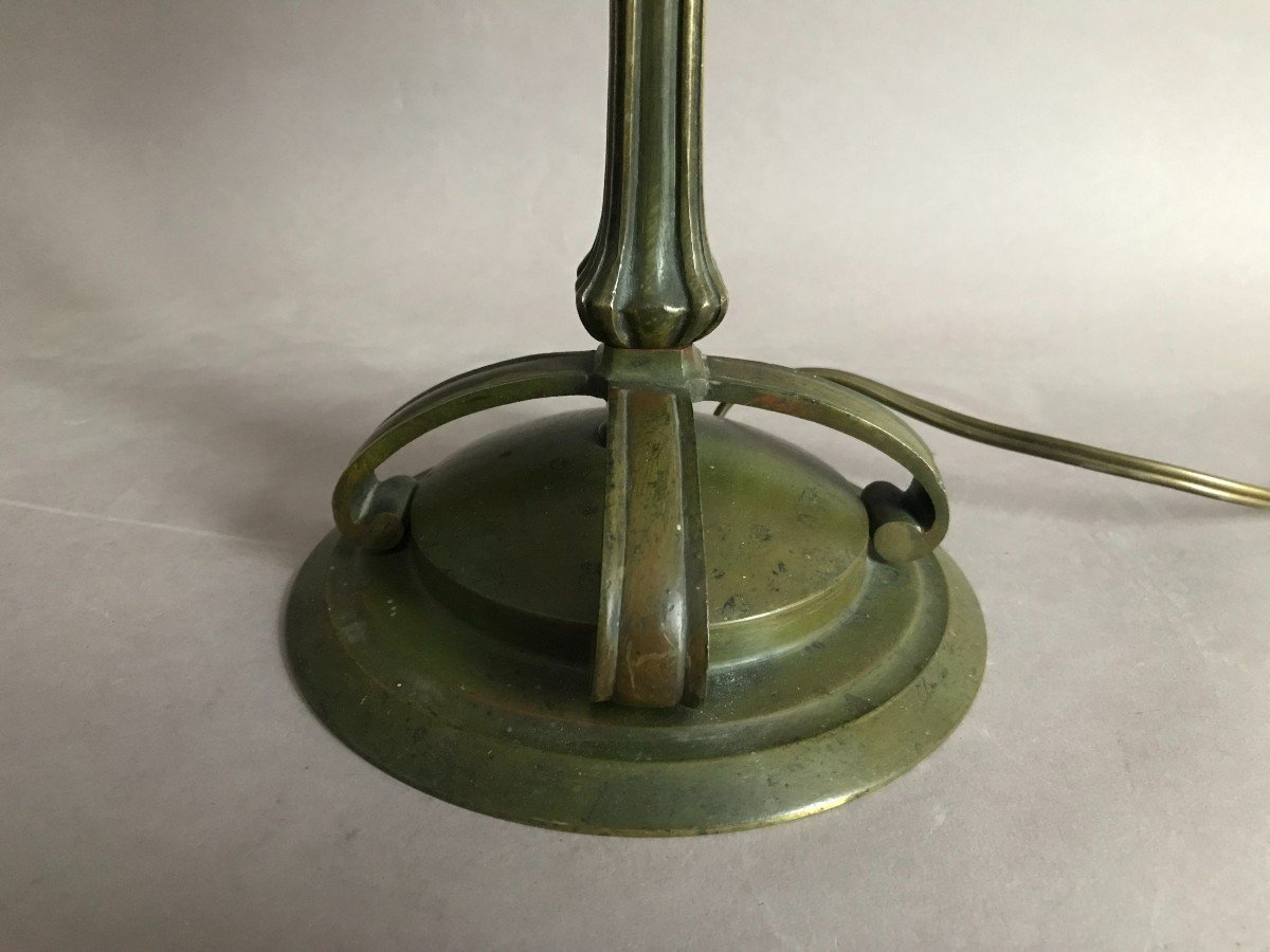 Muller Frères Luneville Bronze Lamp And Art Nouveau Glass Paste Circa 1900-photo-1