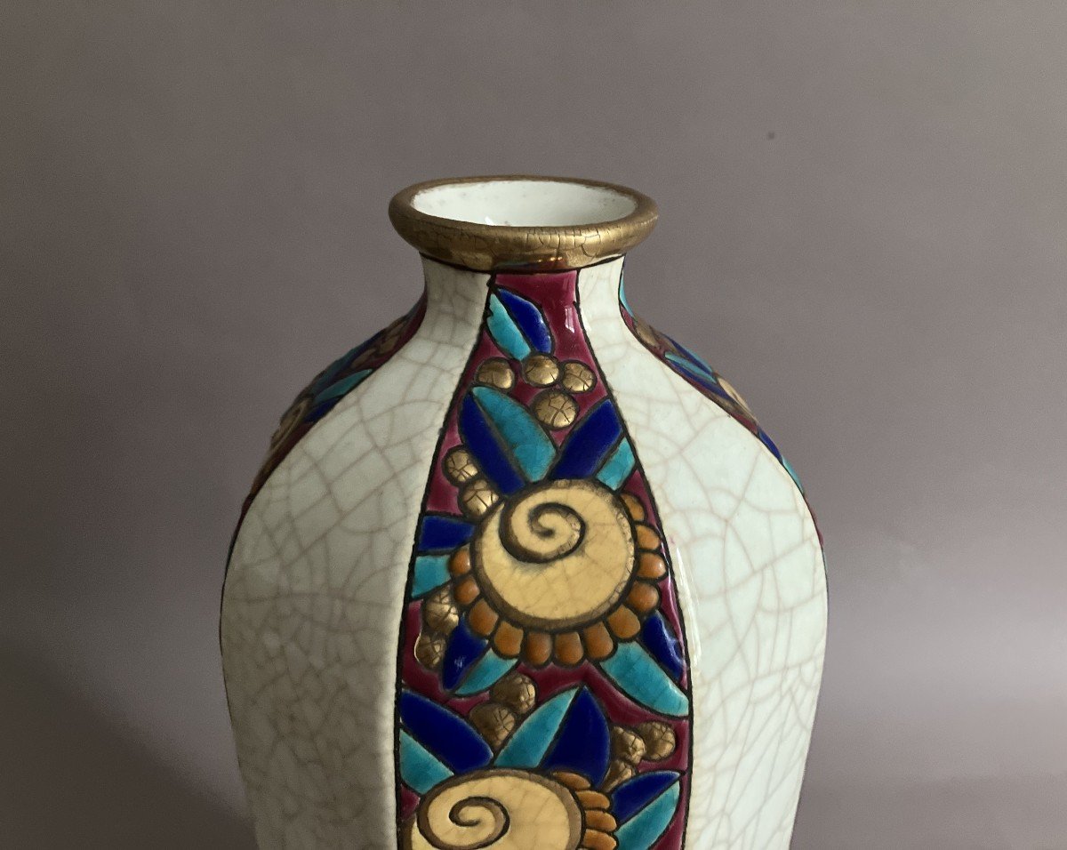 Vase Longwy Art Déco en céramique vers 1930-photo-2