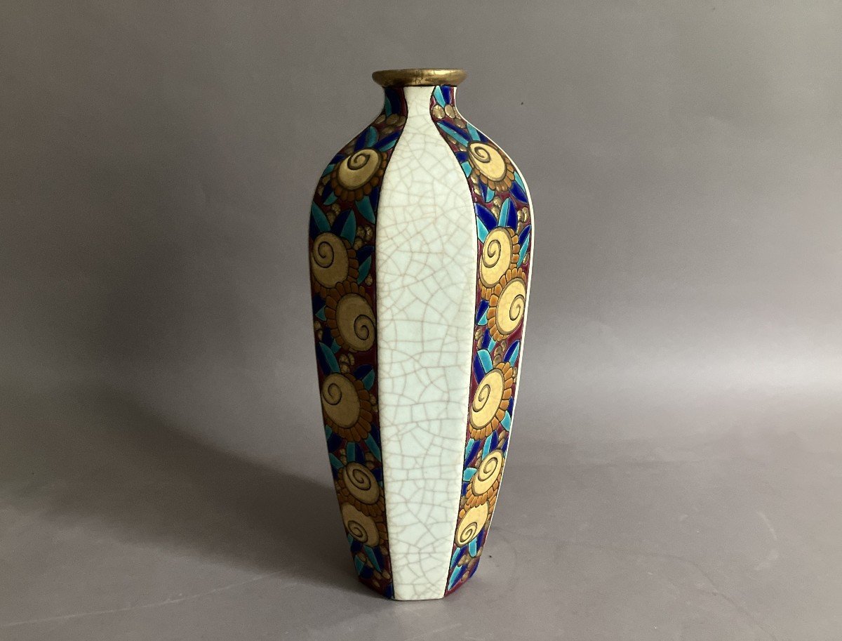 Vase Longwy Art Déco en céramique vers 1930-photo-1