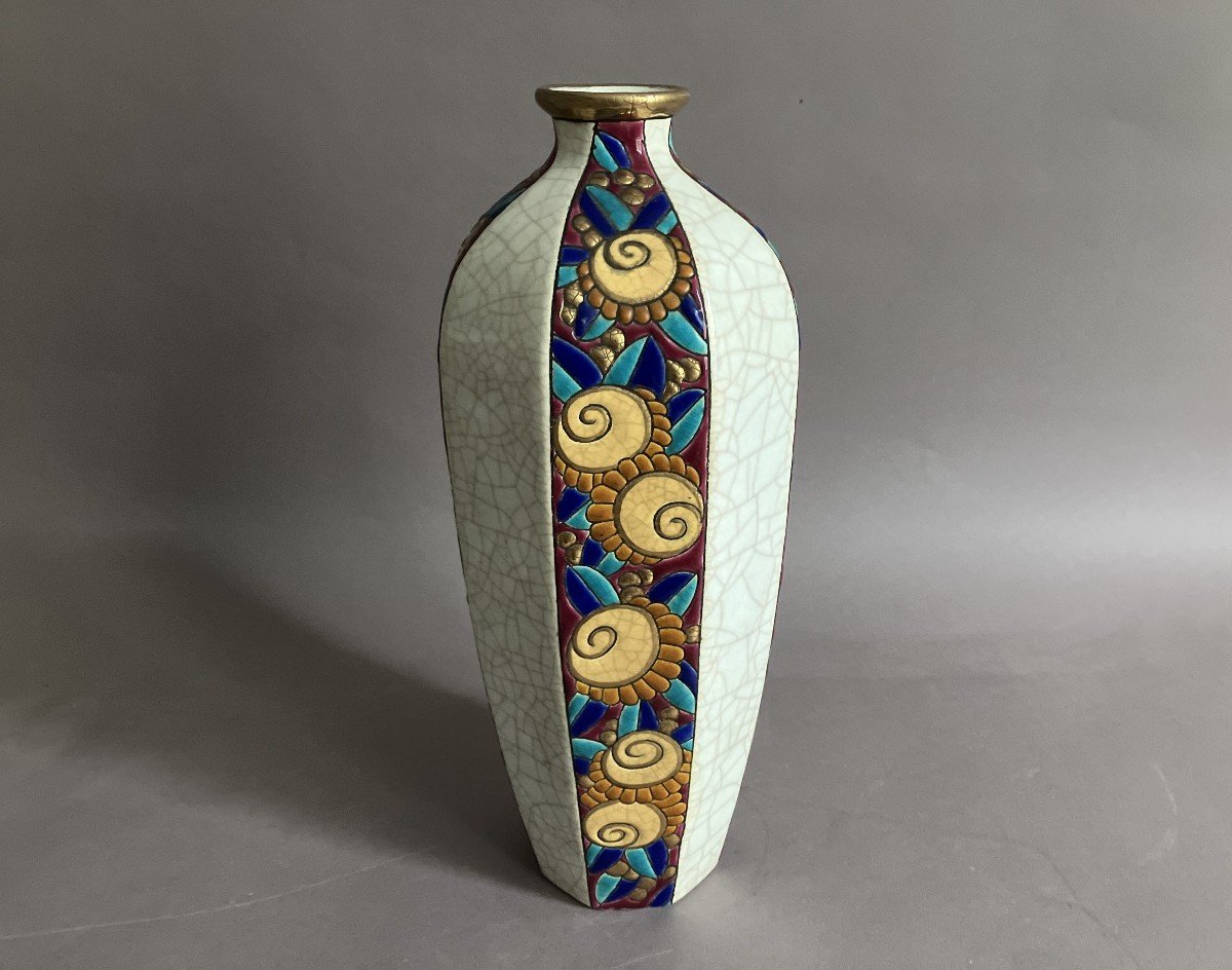 Vase Longwy Art Déco en céramique vers 1930