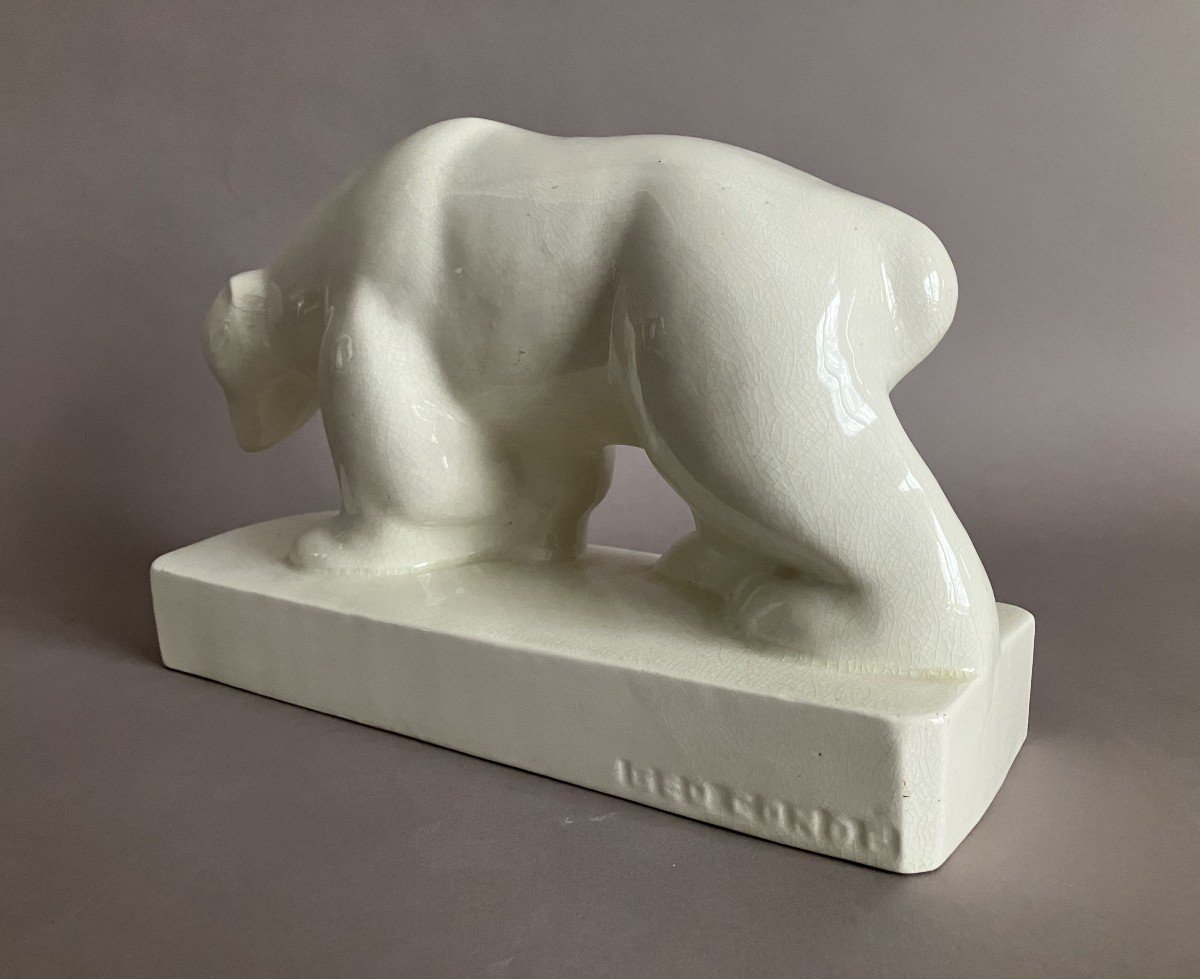 Géo Condé St Clément ours en céramique, craquelé Art Déco vers 1930-photo-3