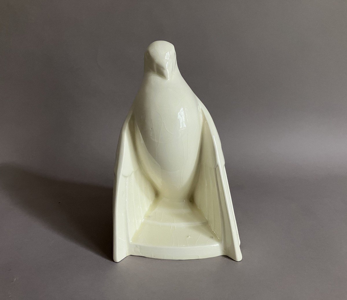 Charles Catteau Boch Frères Keramis pigeon craquelé Art Déco vers 1930-photo-2