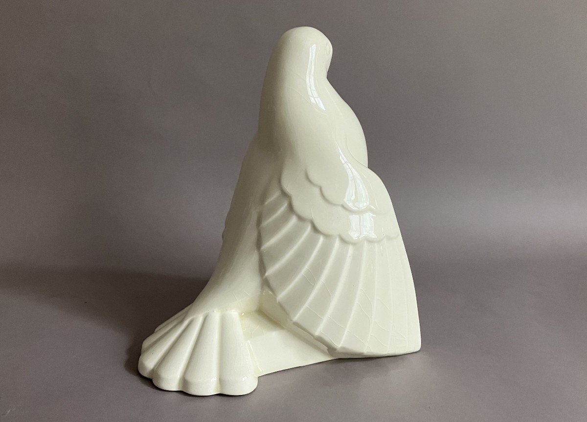 Charles Catteau Boch Frères Keramis pigeon craquelé Art Déco vers 1930-photo-4