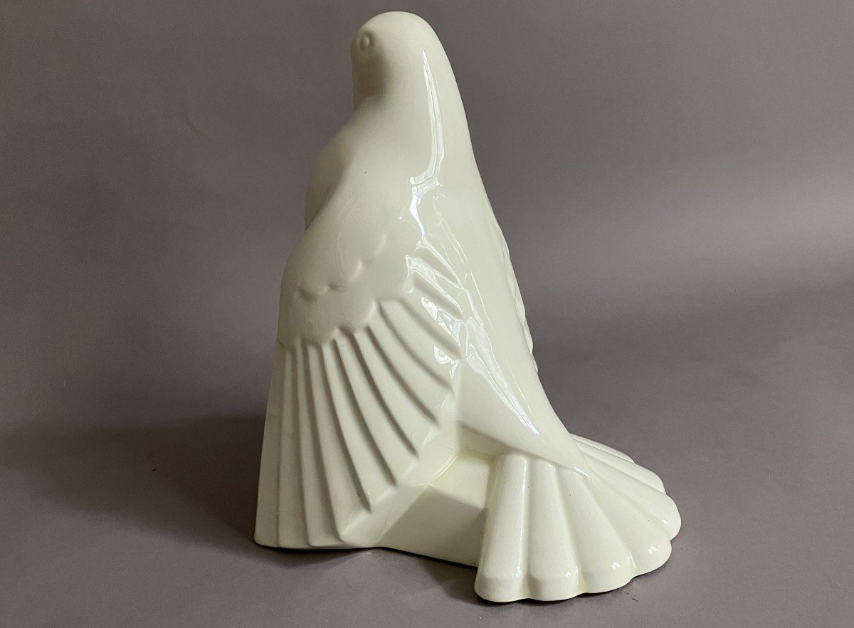Charles Catteau Boch Frères Keramis pigeon craquelé Art Déco vers 1930-photo-2