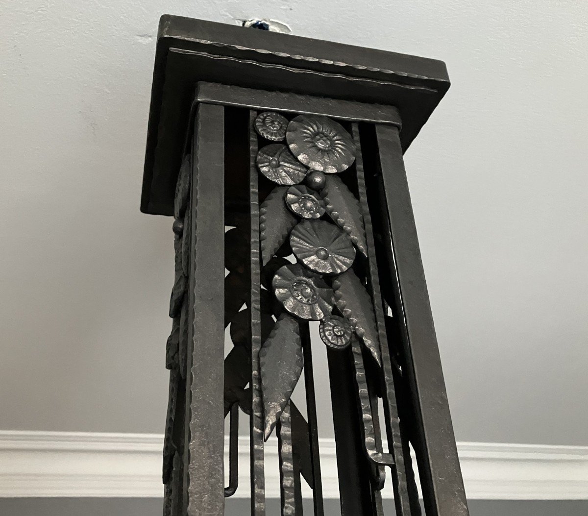 Muller Frères Et Vasseur Art Deco Wrought Iron And Glass Chandelier Circa 1930-photo-3