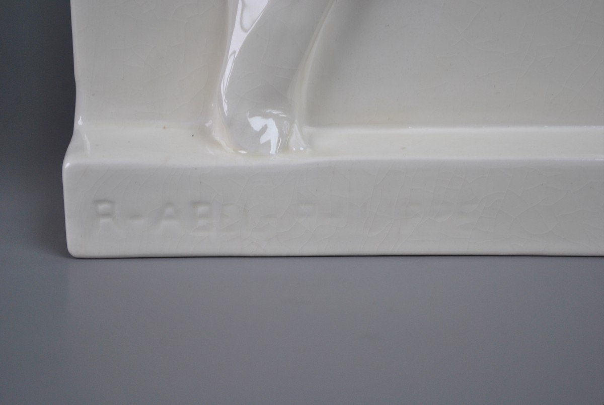René-abel Philippe "bather" Large Cracked Art Deco Creil & Montereau-photo-3