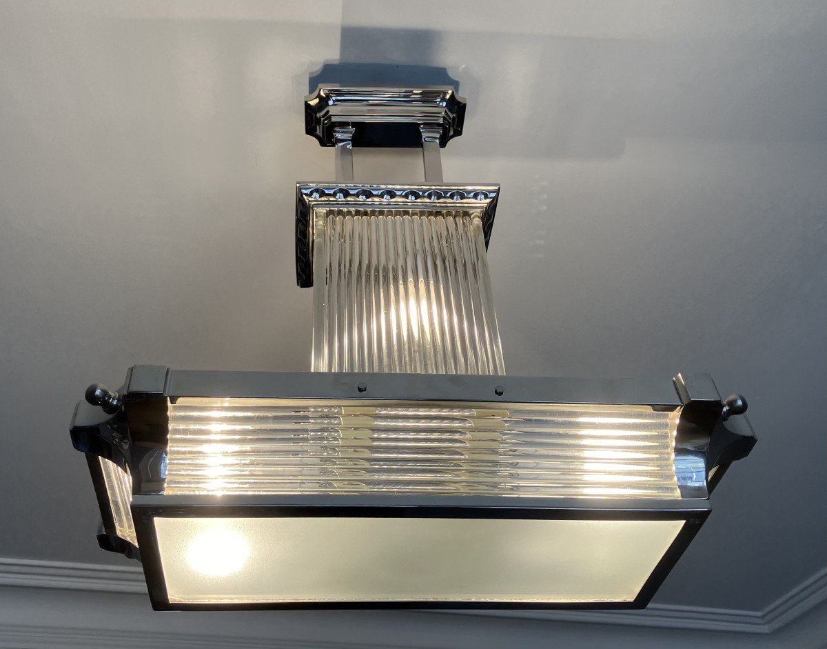 Petitot Paris Modernist Art Deco Chandelier Circa 1930-photo-3