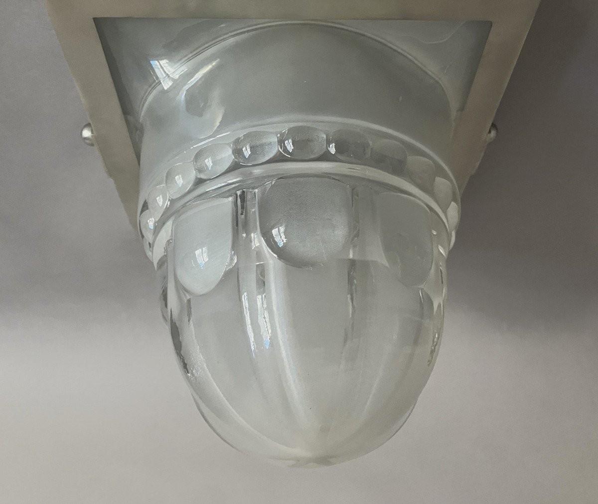 Genet Et Michon Ceiling Light In Press-molded Glass And Nickel-plated Bronze-photo-2