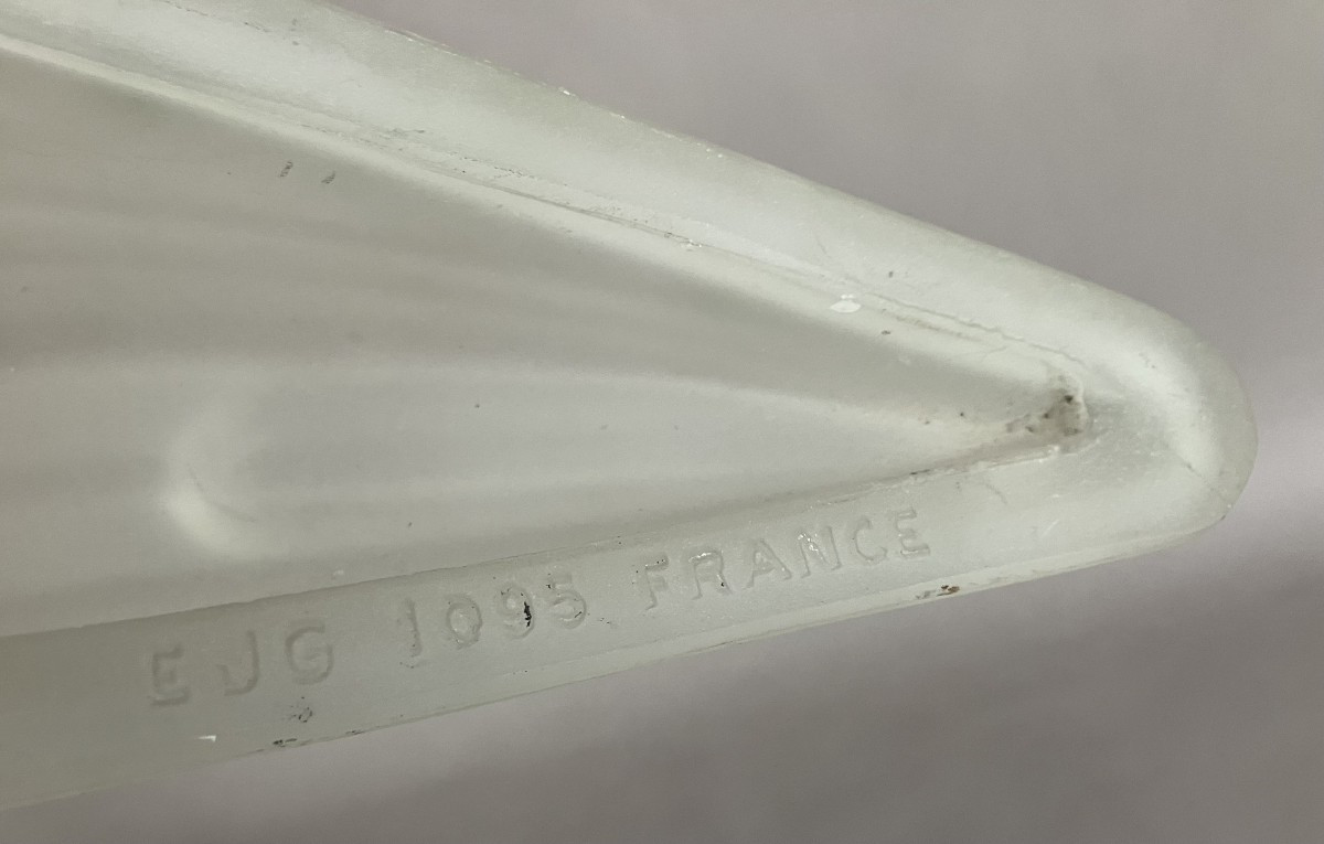 EJG paire d’appliques en verre moulé à la presse et bronze nickelé Art Déco 1930 -photo-2