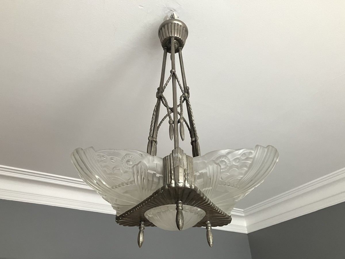 Georges Leleu lustre Art Déco vers 1930