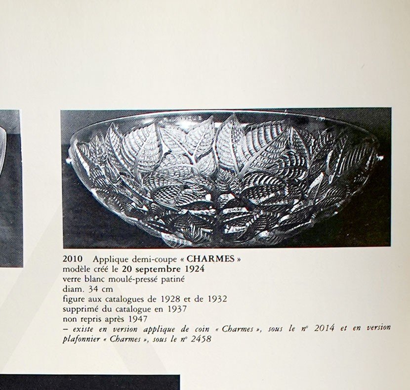R. Lalique applique modèle "Charmes" en verre moulé à la presse d'époque Art Déco vers 1930-photo-5