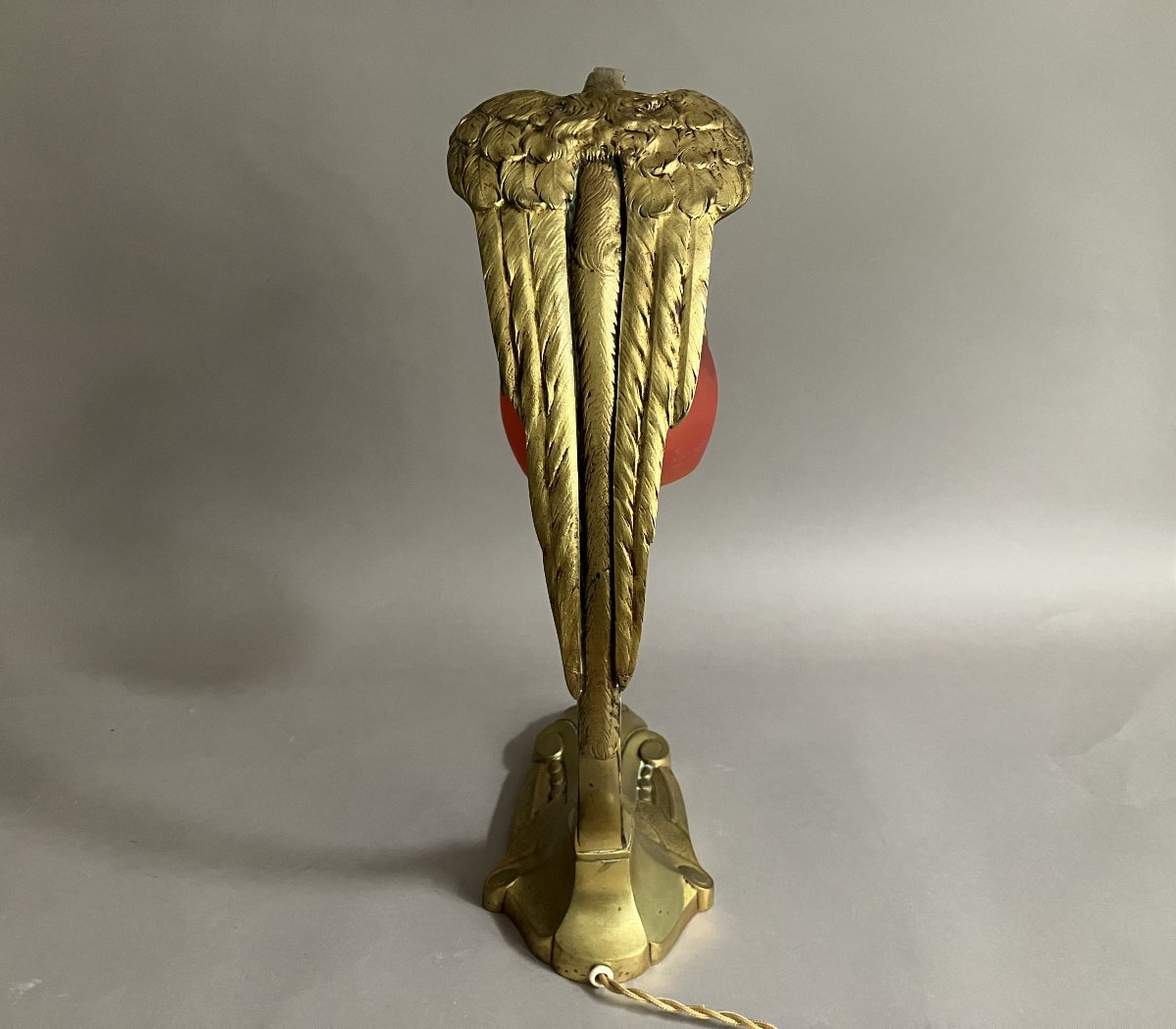 C. Ranc et Schneider lampe Art Déco modèle "aigle" en bronze et pâte de verre vers 1930-photo-2