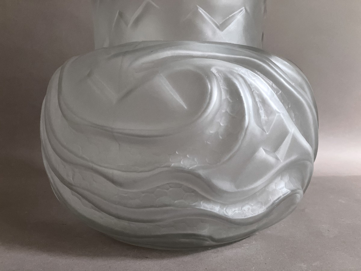 André Hunebelle et Roger Cognéville vase en verre modèle Vagues, Art Déco vers 1930-photo-1