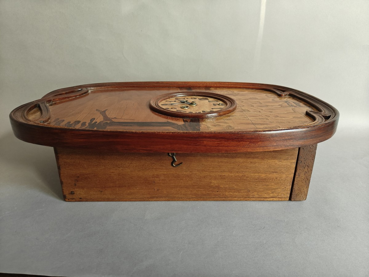 Ateliers la Ruche, Alet frères, pendule Art Nouveau en marqueterie vers 1909-photo-4