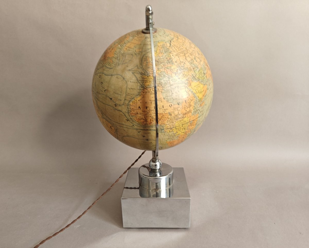 Jacques Adnet (attributed To) Modernist Art Deco Globe Lamp Circa 1930-photo-3