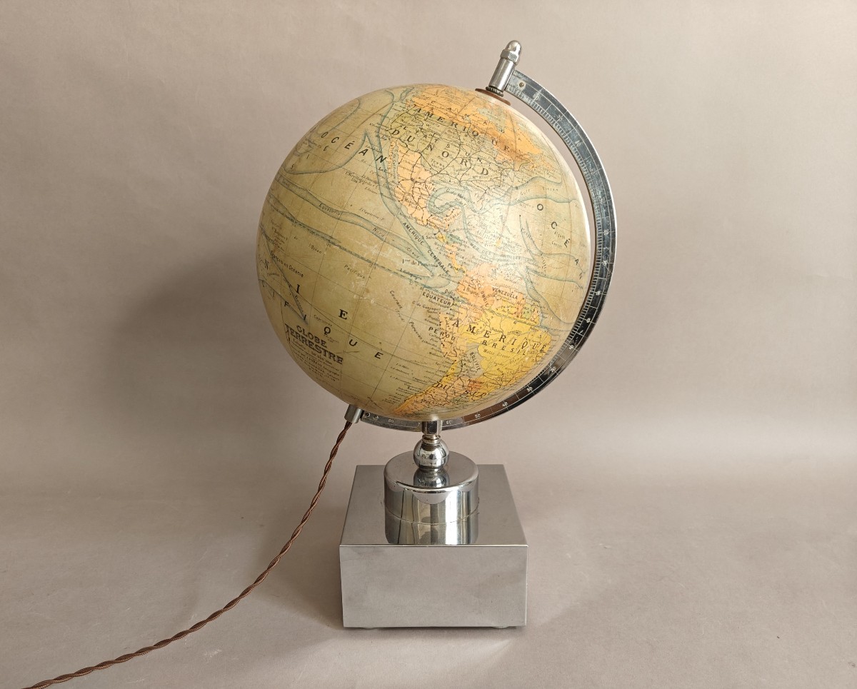 Jacques Adnet (attributed To) Modernist Art Deco Globe Lamp Circa 1930