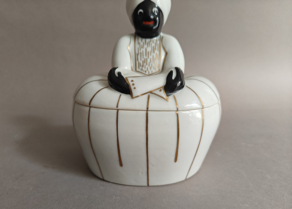 Robj Art Deco Box, Polychrome Porcelain, 1928-photo-3