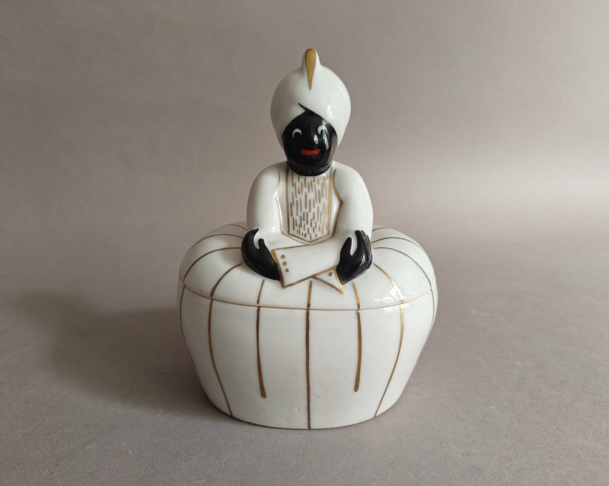 Robj Art Deco Box, Polychrome Porcelain, 1928