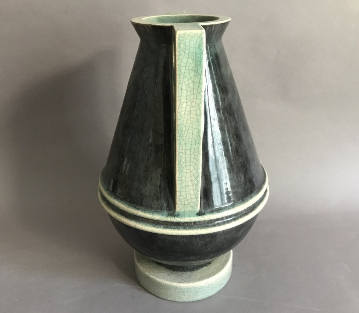 Marcel Guillard, Etling Editions Polychrome Ceramic Vase Art Deco 1930-photo-4
