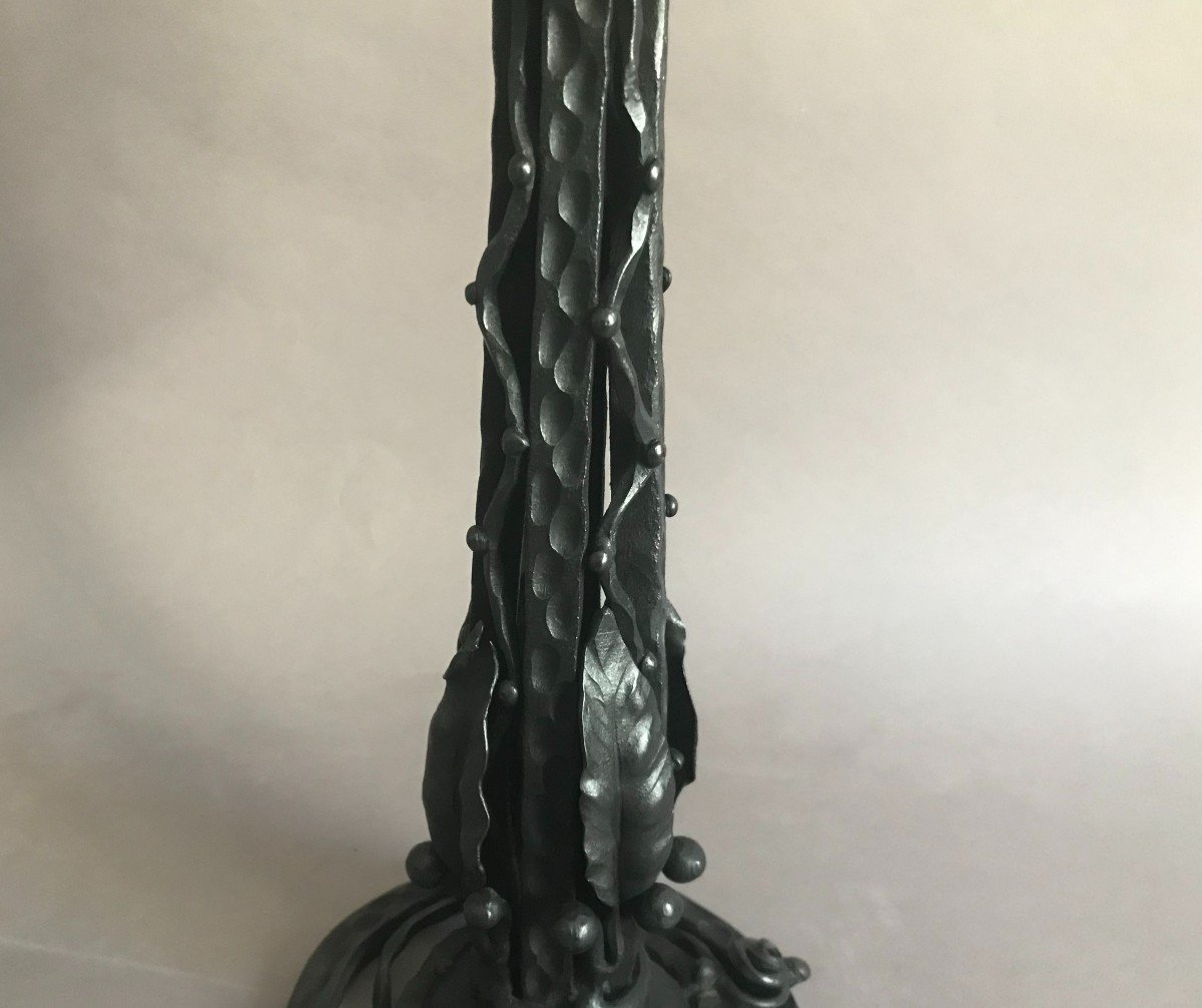 Muller Frères Luneville Lamp In Wrought Iron And Art Deco Glass Paste 1930-photo-4