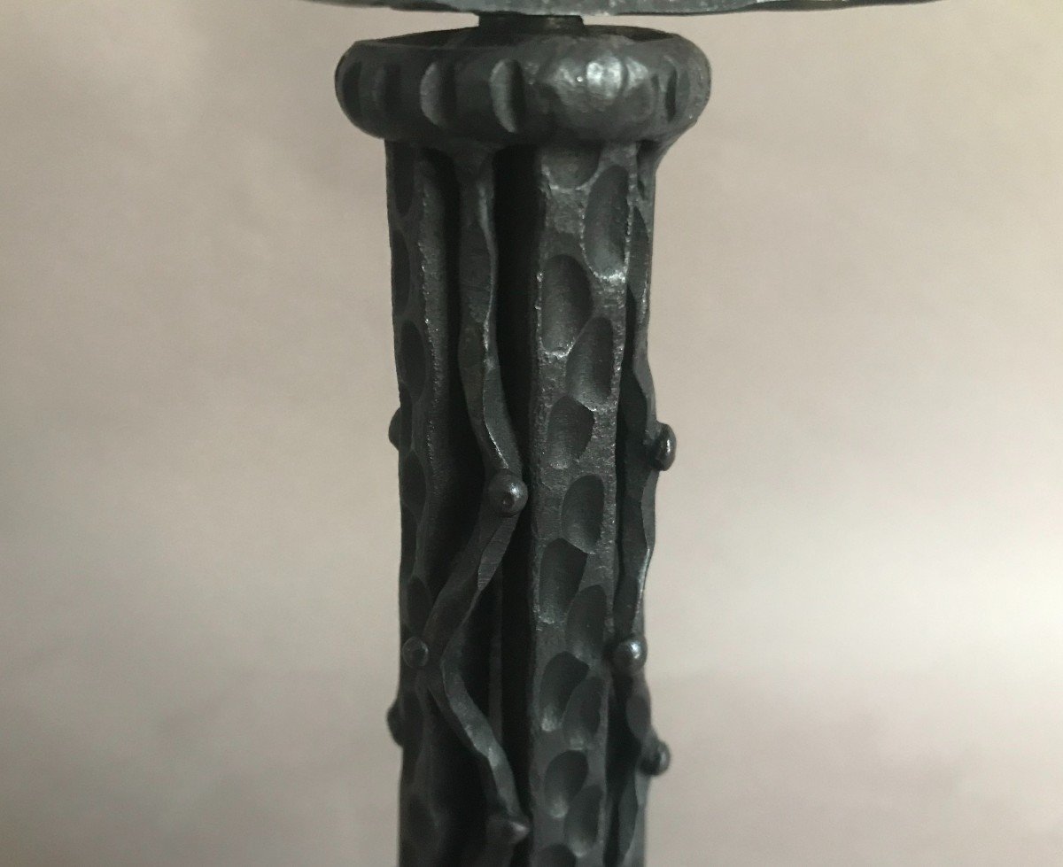 Muller Frères Luneville Lamp In Wrought Iron And Art Deco Glass Paste 1930-photo-1