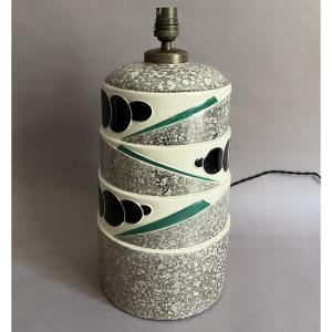 Charles Harva Art Deco Cracked Ceramic Lamp 1930 Signed Ch France