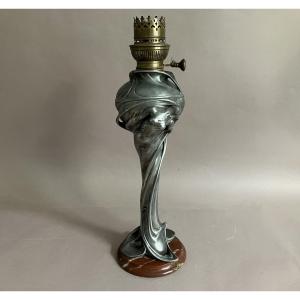 C. E. Jonchery Art Nouveau Oil Lamp Circa 1900